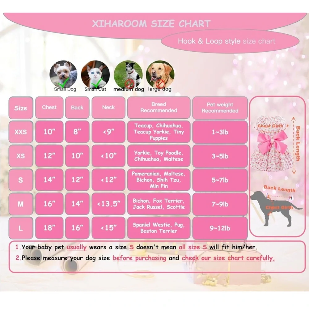 Floral Pink Bow Dog Dress M - Picture 2 of 9